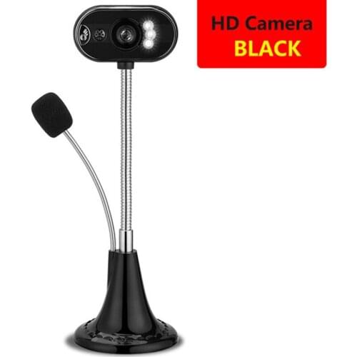 USB HD Webcam With Home Office Microphone Night Vision Function Video Camera LED With Microphone For Laptop Notebook Computer