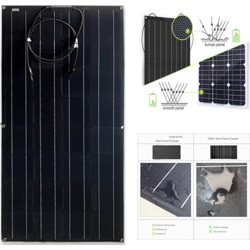 Waterproof And Fireproof Full Power ETFE flexible Solar Panel 100W For 12V 18V Battery Charge