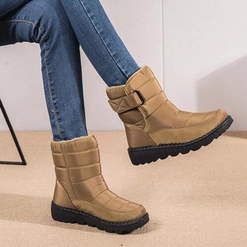 Winter shoes women boots 2021 solid waterproof shoes woman warm plush mid-calf zipper winter snow boots women shoes botas mujer