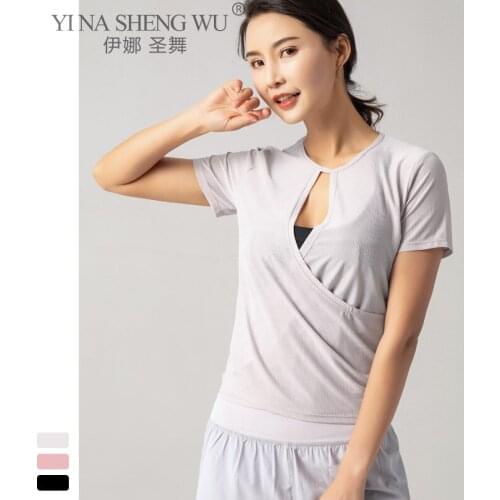 Short Sleeve Women Gym Yoga Crop Tops Workout Fitness Running Sport T-Shirts Training Sportswear Loose Quick-drying Yoga Shirts