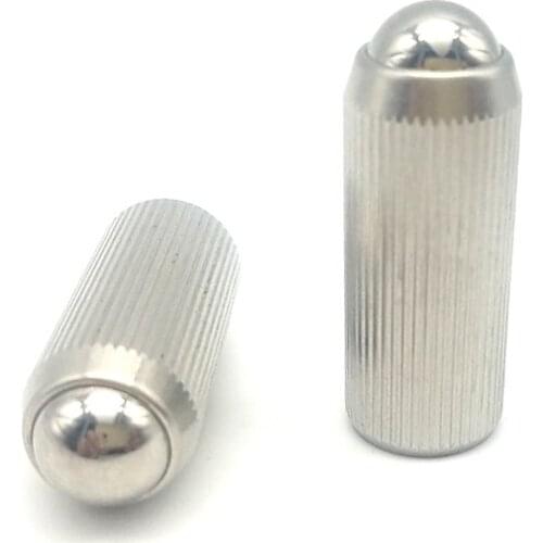 2pcs M3.9-M12.9 knurled type bead positioning screw toothless press-in ball head spring plunger bolt pin 7.36mm-30.8mm long