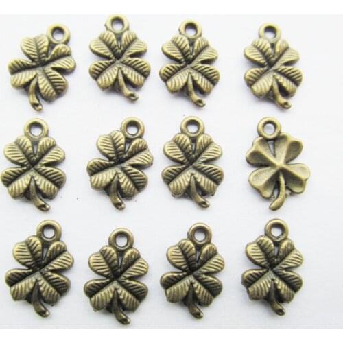 40pcs 11mmx17mm Antique Silver tone/Antique Bronze Filigree Lucky Four Leaves Connector Pendant Charm/Finding,DIY Accessory