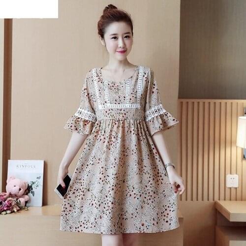 Afei Tony 2021 Summer Print Maternity Dress Patchwork Ruffles Short Sleeve Dress Cute Pregnant Clothes Maternity clothing