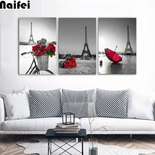 Tower Red Umbrella On Paris Street diamond painting cross stitch embroidery mosaic Urban Landscape Wall Picture kids room Decor
