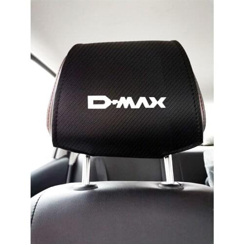 Car Headrest Cover For ISUZU Dmax Accessories Auto Leather Neck Pillow Cushion Seat With Pockets Carbon Fiber Car Gadgets