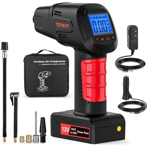 Cordless rechargeable tire inflator aoto-stop with power bank /air compressor/tire pump with CE and ROHS
