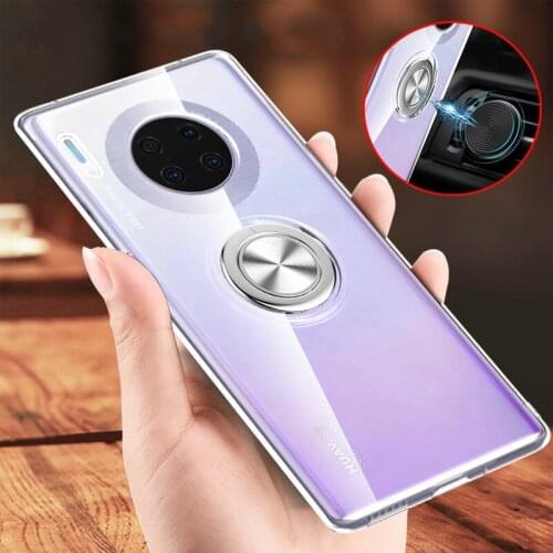For Huawei Mate 30 Pro Case Mate 20 lite 20X Ring Case Transparent Holder Back Cover For Huawei P30 Lite Pro Silicon Bumper Case