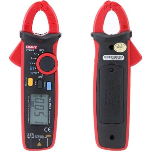 UNI-T UT210D Mini Digital Clamp Multimeter 200A Auto Range AC/DC Voltmeter Ammeter Resistance Capacitance C/F Temperature Tester