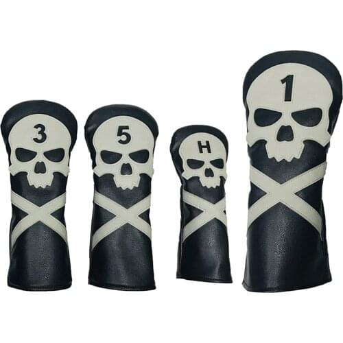 Golf Club Head Cover Driver Fairway Wood Headcover Golf 1 3 5 UT Covers Sleeve Protector Guard with Skull Pattern and Numbers