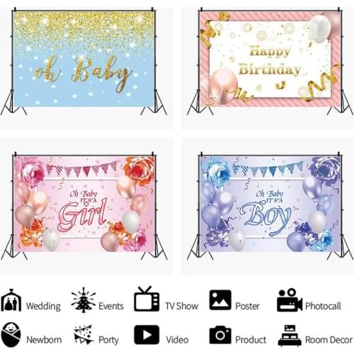 Children Birthday Party Cartoon Balloons Flag Backdrops Photo Background Decorations for Newborn Photography Photocall