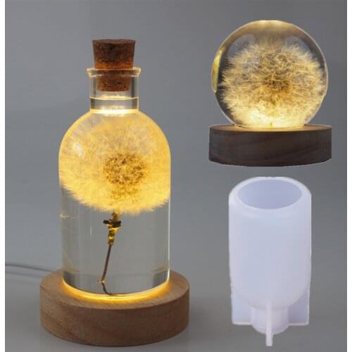 DIY Crystal Epoxy Resin Mold Led Night Light Lamp Holder Bottle Mirror Silicone Mold For Resin Dried Flower Bottle Mould DIY