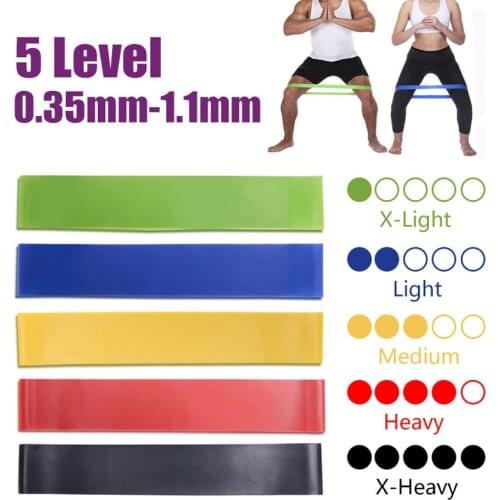 5 Colors 0.35mm-1.1mm Pilates Yoga Resistance Rubber Bands Indoor Outdoor Fitness Equipment Sport Training Workout Elastic Band