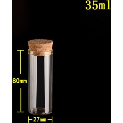 Hot sale 27 * 80mm chubby little glass bottle 35ml cork bottle wholesale Wishing 200pcs/lot