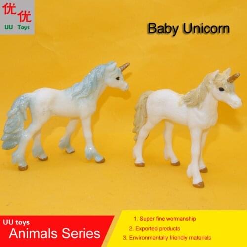 Hot toys: Mythology Baby Unicorn horse Simulation model Animals kids toys children educational props