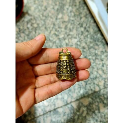 CHINA antique brass fengshui Carved Scripture bells small Statue Metal crafts family decorations Necklace pandent