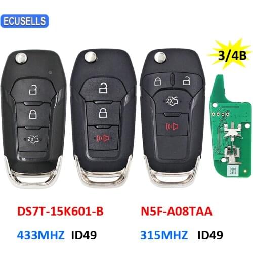 3/4 Button Remote Car Key 315/433Mhz N5F-A08TAA / DS7T-15K601-B ID49 Chip For Ford Fusion S-MAX Galaxy Fiesta S-Max Mondeo KA