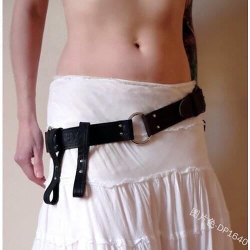 Medieval Renaissance Waist Ring Belt Costume Accessory Parts For Adult Men Viking Knight Pirate Cosplay Larp Leather Loop Buckle