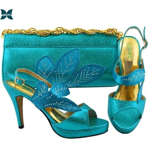 African Sets Sky Blue Color Italian design Ladies Shoes with Matching Bags High Quality Women Shoe and Bag To Match for Parties
