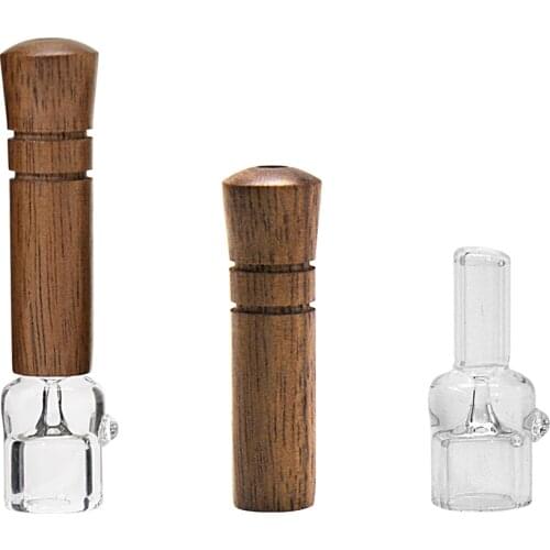 LeaFMan Glass One Hitter Pipes Bat With Wood Handle 68MM Walnut Wooden Tobacco Pipe Smoking Herb Grinder Accessoires