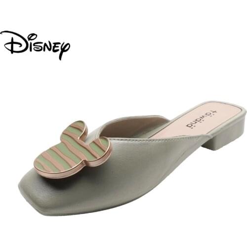 Disney Summer Ladies New 2021 Cartoon Mickey Baotou Non-slip Breathable Slippers Cute Low-heeled Outer Wear