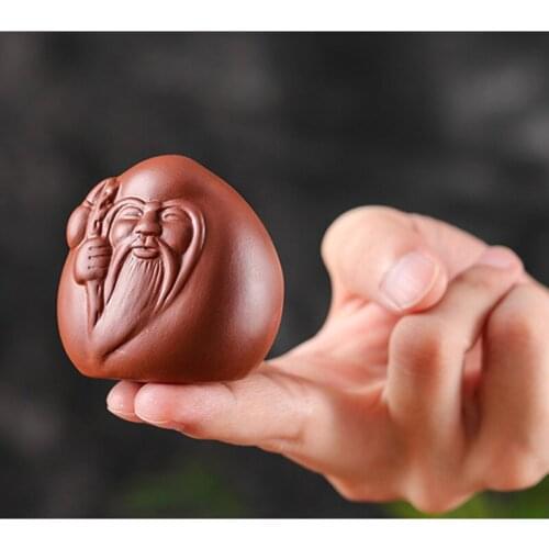 Maitreya Figurine Tea Tray Accessories Creative Laughing Buddha Statue Tea Pet Purple Clay Ornament Longevity God Tea Pet