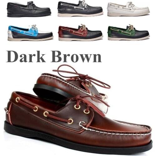 2020Men Genuine Leather Driving Shoes,New Fashion Docksides Classic Boat Shoe,Brand Design England Flats Loafers For Men Women