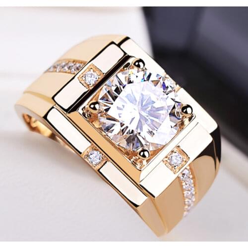 Designer original sterling silver 925 big diamond rings for men luxury exquisite engagement gift charm rose gold jewelry