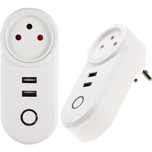 Italy Standard Smart Home 2 USB Ports Wifi Plug Voice Control Wall Socket Work With Alexa Google Home