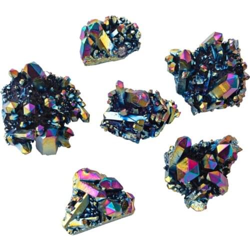 Natural Plating Colorful Crystal Cluster Feng Shui Ornaments Desktop Decoration