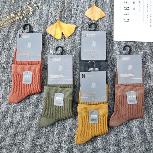 5 pairs/lot moisture-absorbing breathable socks mens autumn winter wild double-needle cotton sock vertical tube male socks