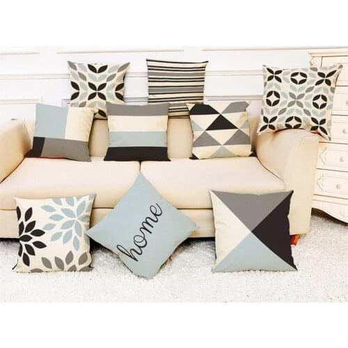 Geometric Pattern Printed Throw Pillow Modern Brief Soft Linen Blend Cushion Living Office Coffee Home Decorative Pillows Case