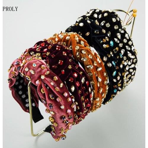 PROLY New Fashion Rhinestone Hair Accessories Center Knot Luxurious Baroque Hairband Top Quality Headwear Adult Headband