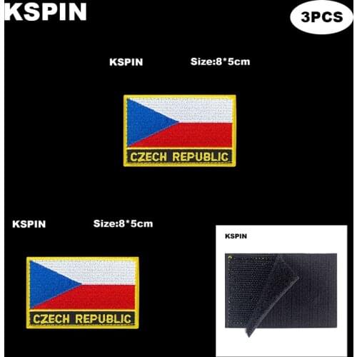Rectangle National Flag Patch Hook Loop Czech Rep. Badges Armband 3D Stick on Jacket Backpack Stickers