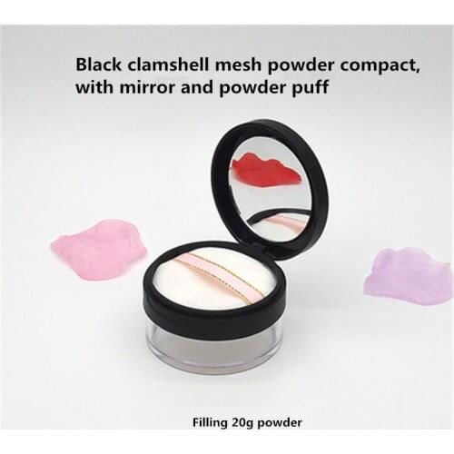Clamshell Mesh Powder Compact With Mirror and Powder Puff Portable Mini Powder Compact With Powder Puff
