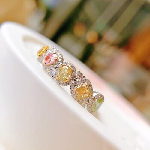 Multi Color Full Row Zircon Ring Adjustable Ring Elegant Princess Fashion Christmas Party Jewelry Exquisite Jewelry Gifts