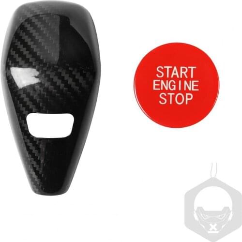 Real Carbon Fiber Car Gear Shift Knob Cover Start Stop Switch Durable Auto Engine Parts Modification Accessories for BMW 123 Ser