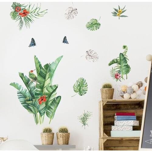 Self adhesive wall sticker for tropical turtle leaf Bedroom porch living room wall beautification decorative wallpaper