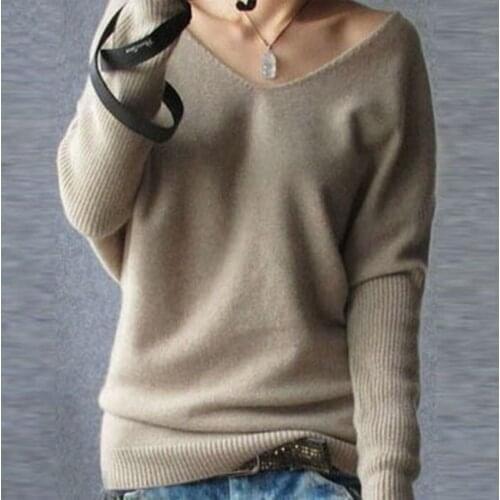 Loose cashmere sweater female knitted sweater basic tops
