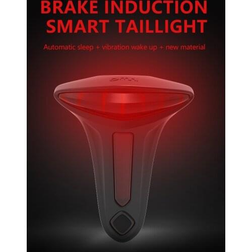 Smart Induction Brake Sensor Bicycle T Taillight Auto Star Stop Waterproof LED USB Rechargeable Bike Rear Tail Light Accessories