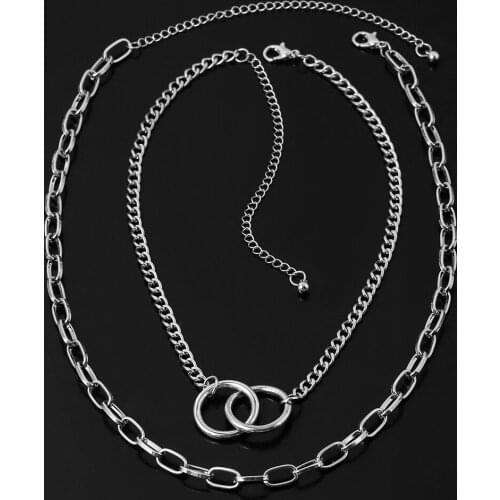 Punk 2 Layered Chunky Chain Necklace for Women Fashion Choker Collar 2020 Necklaces Statement Neck Chains Choker Jewelry Collier