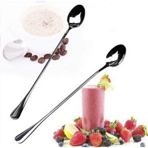 1pc Metal Color Spoon with Long Handle Useful Afternoon Tea Dessert Spoons Family Tableware Kid Ice Cream Coffee Tea Spoon