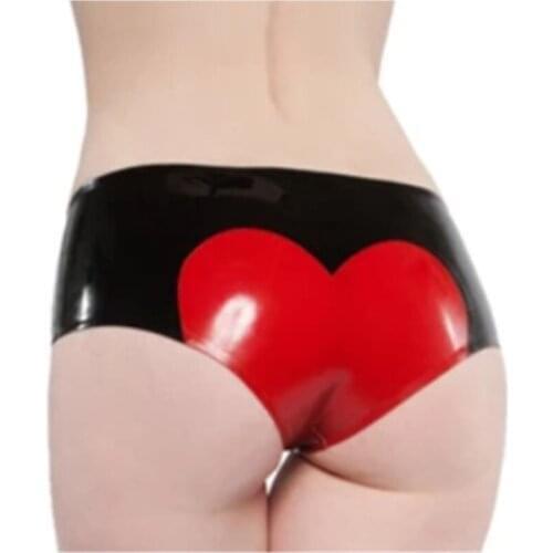 100%Latex Women Panties Heart shape in Back underwear for Party