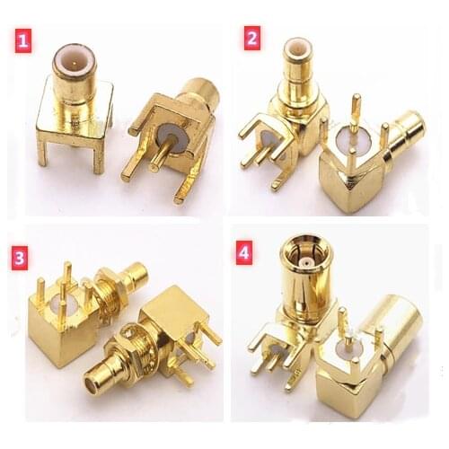 2pcs Adapter SMB male plug/Female Jack Right Angle Center Solder For PCB Mount RF Connector