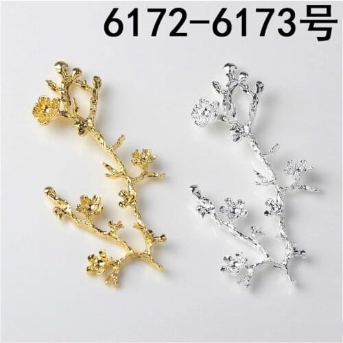 20pcs 41*91mm Gold color Alloy Material Big Flower Branch Charm For Wedding Head DIY Handmade Jewelry Making wholesale