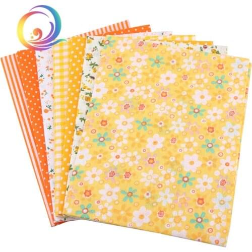 7pcs Yellow Thin Cotton Fabric Patchwork For Sewing Scrapbook Cloth Fat Quarters Tissue For Quilt Needlework Pattern 50 *50cm