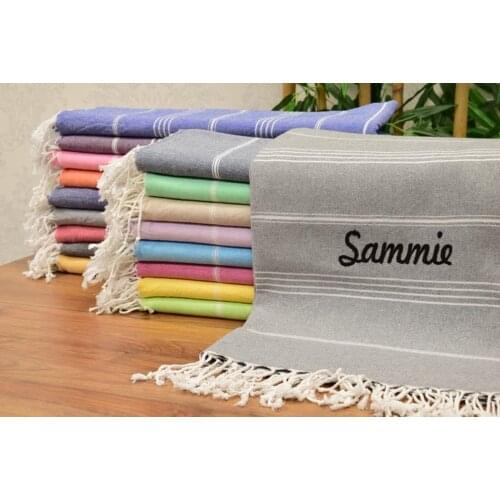 70x40" Custom Monogram Name Embroidery Turkish Beach Towel, Gift Towel, Wedding, Bachelorette Party Gift Hammam Towel Set, yoga