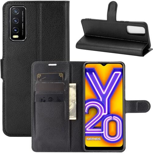 Case for Vivo Y20 (2020) 6.5in Cover Wallet Card Stent Book Style Flip Leather Protect black V2029 2029 Y 20 vivoY20 20Y