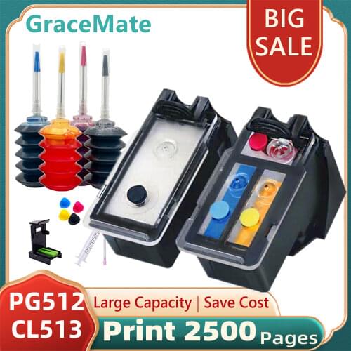 GraceMate PG 512 CL 513 Refill Ink Cartridge Compatible for Canon IP2700 2702 MP 240 250 252 260 270 272 280 282 MX 320 Printers