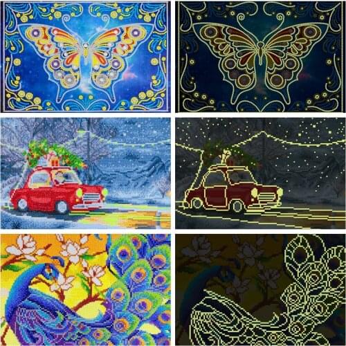 DIY Luminous Diamond Painting Full Drill Animal Lion Wolf Unicorn Picture Art Diamond Mosaic Craft Home Wall Decoration