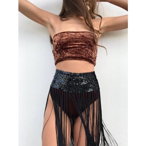 Exotic Summer Women Mini SKirt Sequined Wide Fringe Tassel SKirt Women European Silver Red Blue Green Sequins Dance Show Skirt